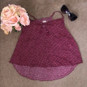 🌸Hollister: Maroon Boho High-Low Tank Top